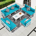 FINCATI 10-piece Patio Sectional Sofa Aluminum Conversation Set with Tables